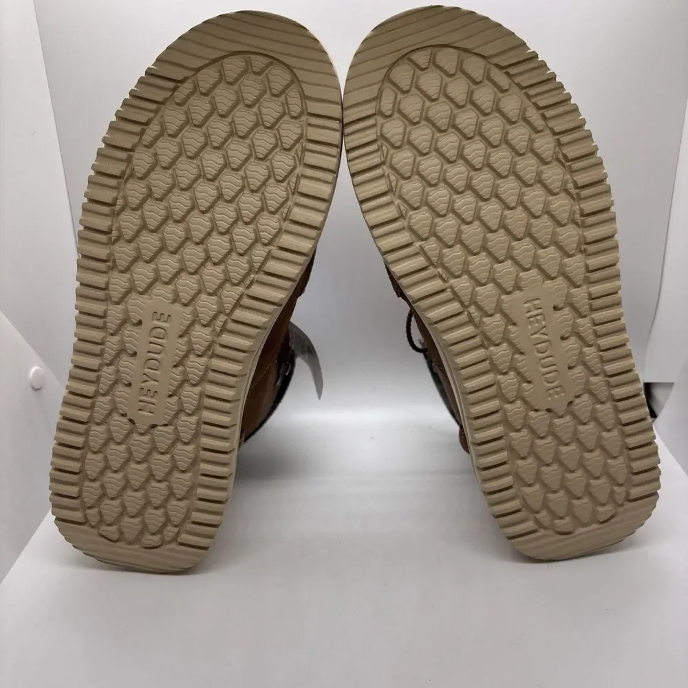NWT Hey Dude Men's Bradley Classic Tumbled Cognac Brown Size 9 lightweight wool